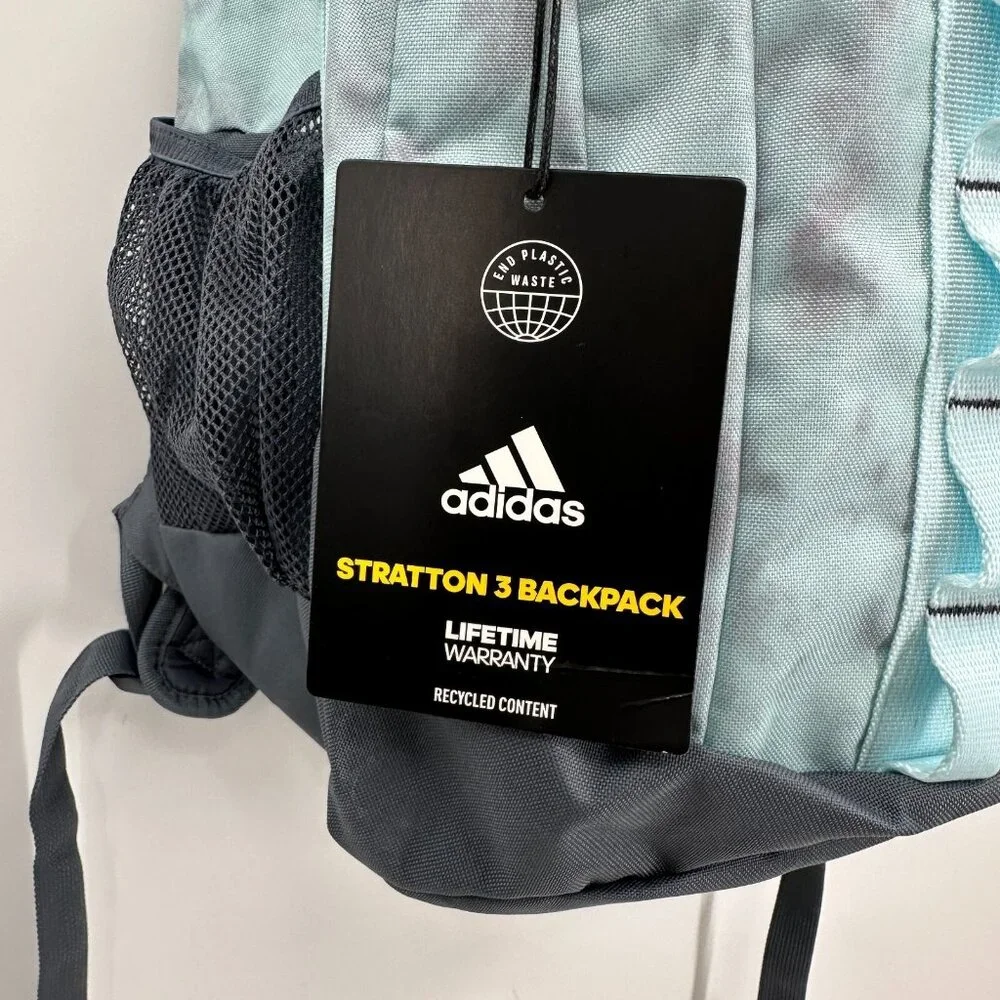 adidas Stratton II Backpack in Light Blue/Gray Large School Bag Fits 17